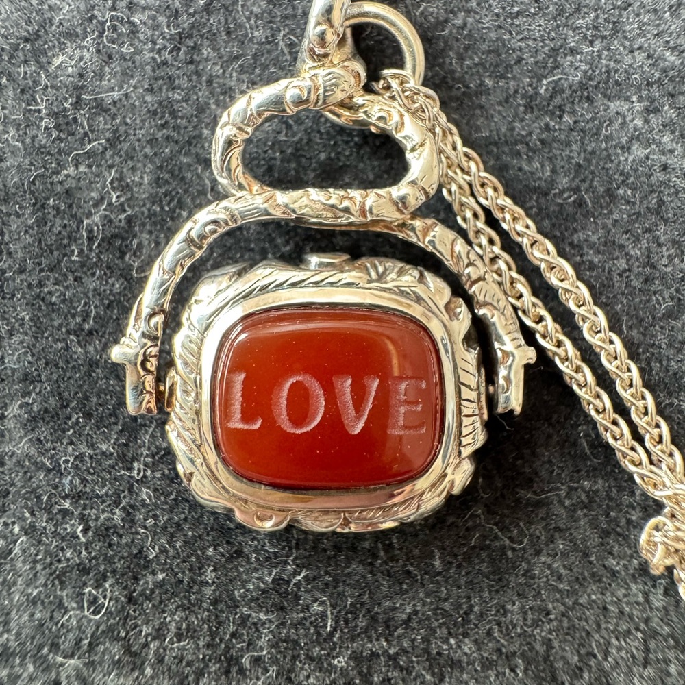 Monica Rich Kosann Sterling Carnelian Love Pendant - Picture 2 of 8